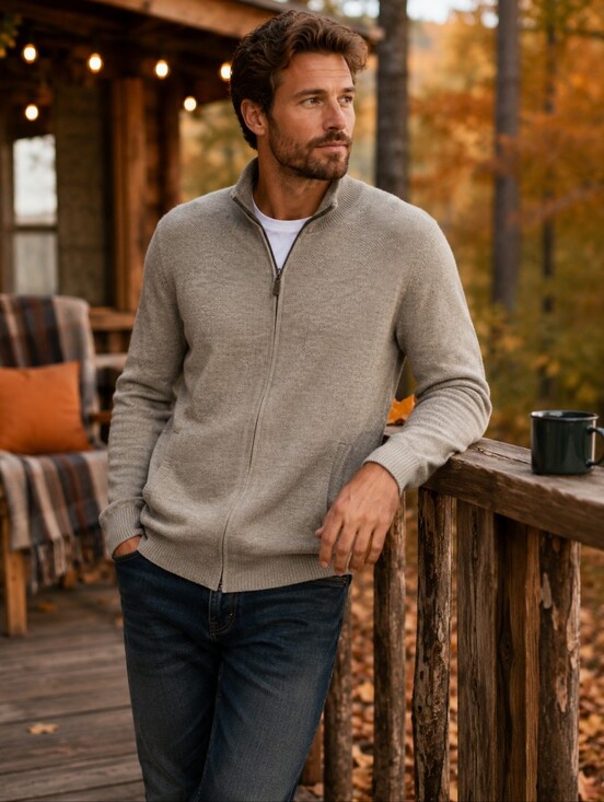 Joseph Abboud Other - Joseph Abboud 100% Extra Fine Merino Wool Full Zip Sweater Gray Size M